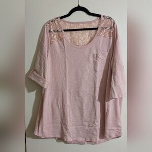 Roaman's 1X (22-24) Textured Lace Trimmed Tunic